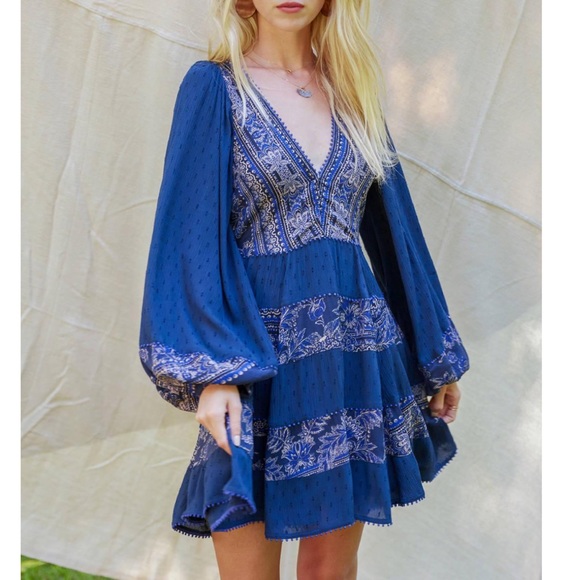 Free People Dresses & Skirts - Free People My Love Flowy Boho Bishop Sleeve Dress